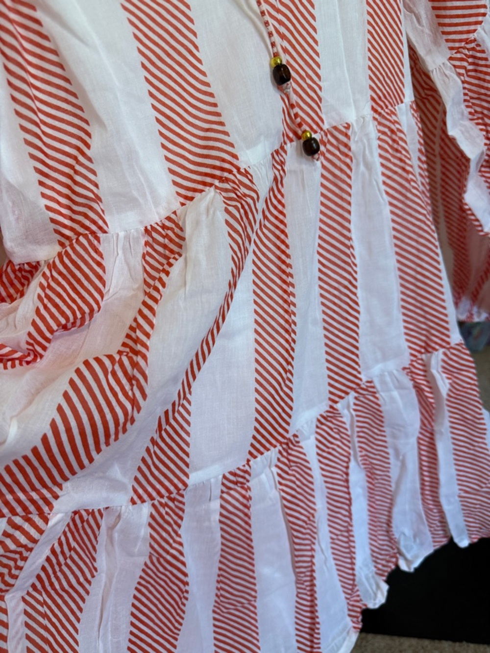 Oliphant 🌹Red and White Striped Tiered Dress - Picture 15 of 17